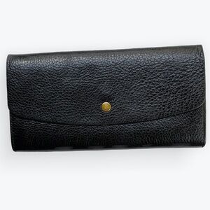 Boho Fossil Black Pebbled Leather Haven Large Triple Gusset Flap Classic Clutch